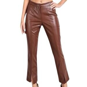 Wildfox Vegan Leather Princess Seam Split Hem Pants S NWOT Baddie Streetwear